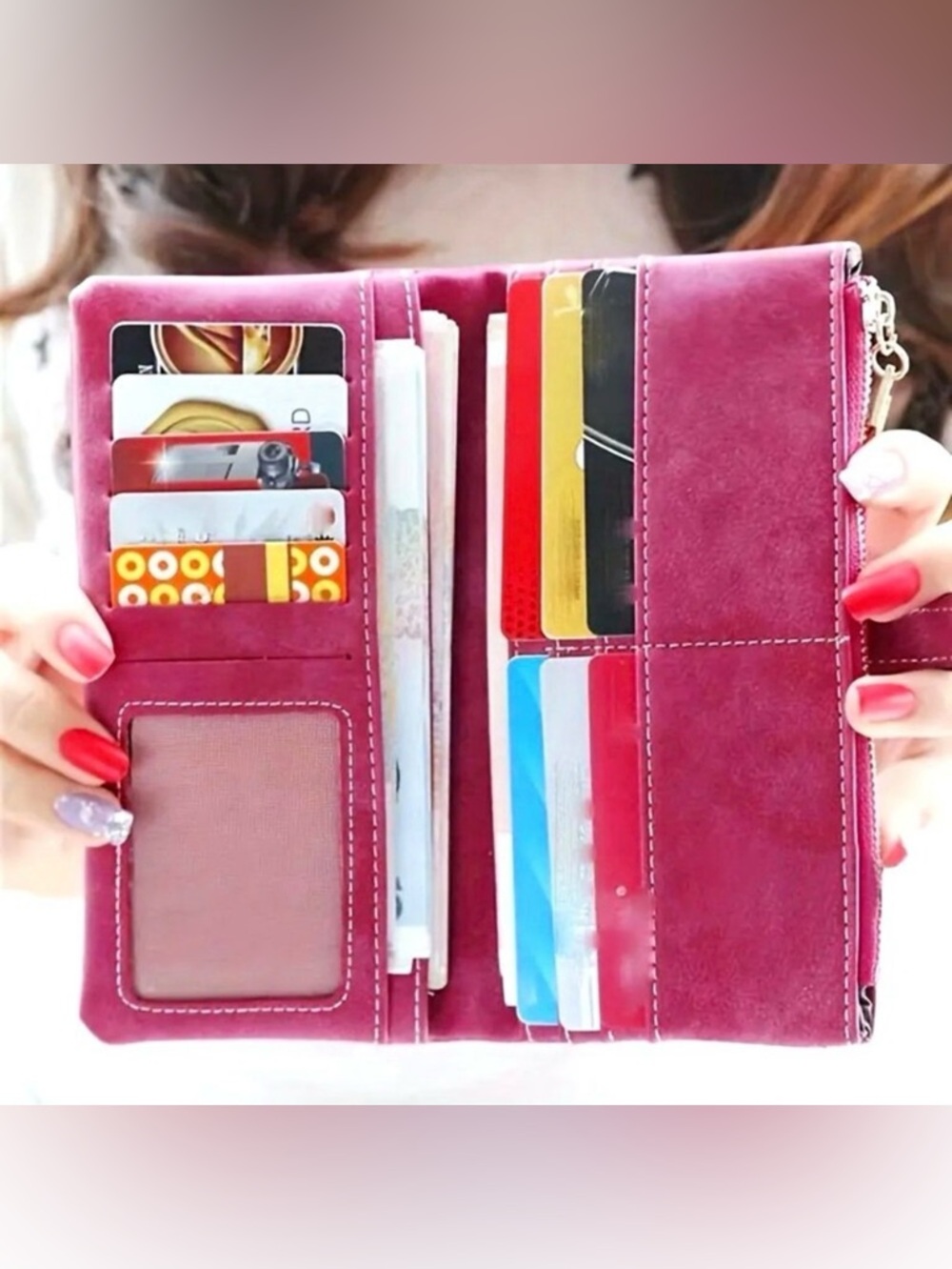 Blue Suede Ladies Wallet Clutch - Unbranded New With Tags - Picture 2 of 3